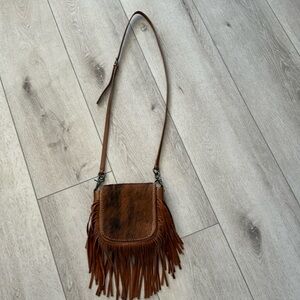 Montana west real leather crossbody fringe purse